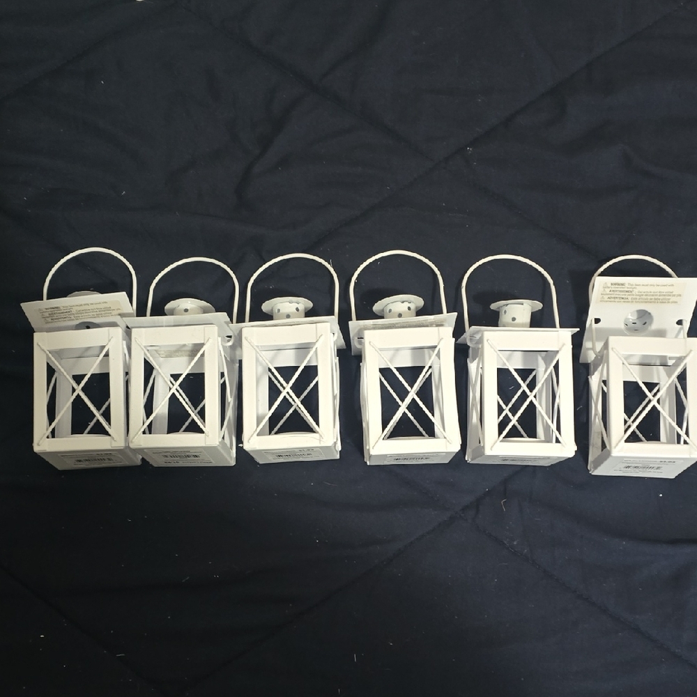 Charming White Metal Lantern Set